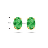 Oorknoppen van 14 Karaat geelgoud met Groen Agaat  1.18 ct (2 x 0.59 ct)