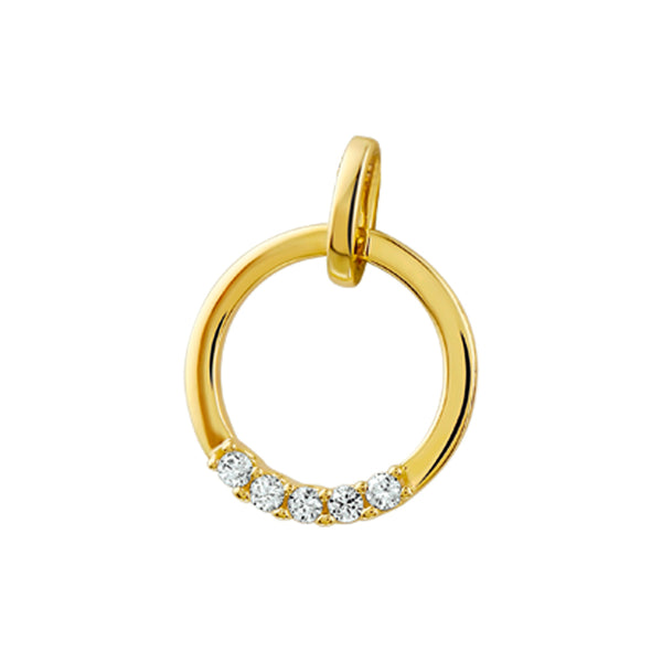 Ronde 14 Karaat Geelgouden hanger met Diamant 0.10ct - Diameter 13.5 mm