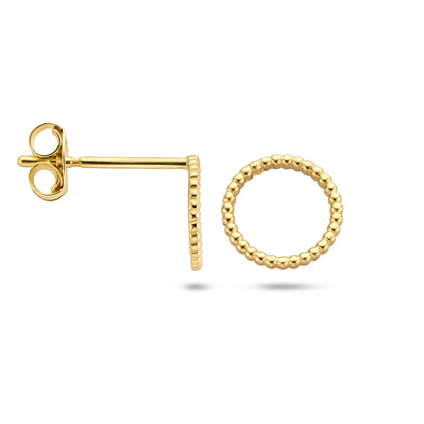 Oorknoppen Cirkel Twisted van 14 Karaat Geelgoud - Diameter 6.5mm