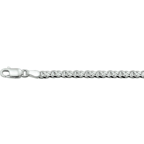 Herencollier van 925 Zilver, Valkenoog schakel 3.3mm - Lengte 50 cm