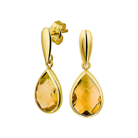 Oorhangers van 14 Karaat Geelgoud met Citrien 3.02ct (2x 1.51ct)