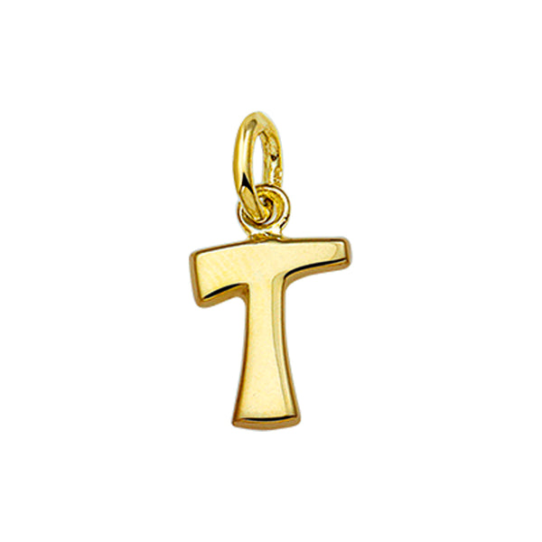 14 Karaat Geelgouden hanger - Letter T - 8 x 14 mm