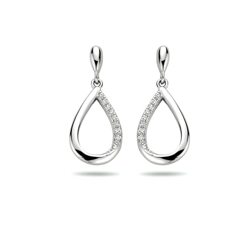 Oorhangers Druppelvorm met Zirkonia van Gerhodineerd Zilver - Hoogte 20mm