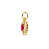 14 Karaat Geelgouden Hanger met Rood en Wit Zirkonia - Formaat 7x13mm