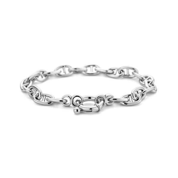 Damesarmband 7.1mm van Gerhodineerd Zilver, Fantasie Schakel - Lengte 19cm