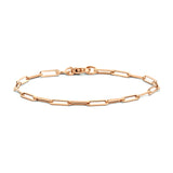 Damesarmband 3mm van 14 Karaat Roségoud, Paperclip Schakel Vierkante Buis - Lengte 18cm