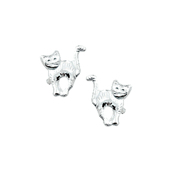 925 Zilveren kinderoorknoppen Poes - Formaat 6.5 x 7 mm