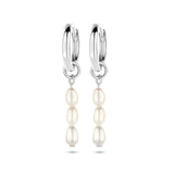 Gerhodineerd Zilveren klapoorringen met Parels 3 x 4.5 mm