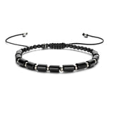 Herenkralenarmband 5mm met Gerhodineerd Zilver, Onyx - Lengte 19+11cm