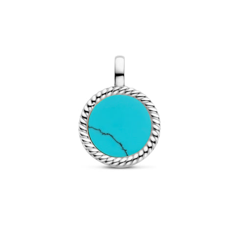 Ronde Hanger met Synthetische Turquoise - Edelstaal - Diameter 16.5 mm