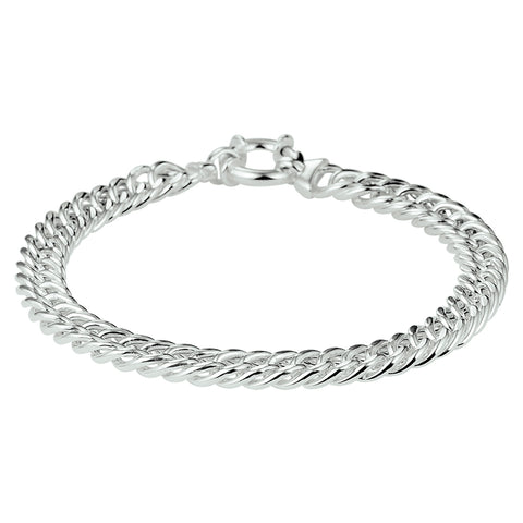 Damesarmband 7.4mm van Gerhodineerd Zilver, Gourmet Schakel - Lengte 19cm