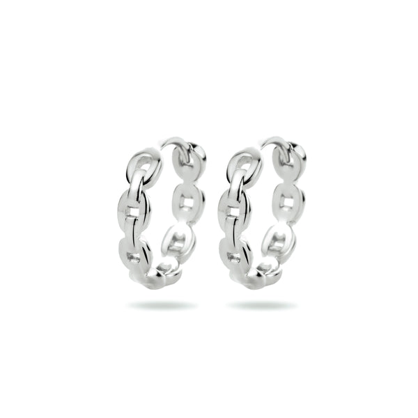 Klapoorringen met een Schakelmotief van Gerhodineerd Zilver - Formaat 2.5x12mm