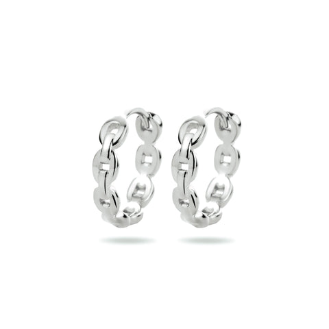 Klapoorringen met een Schakelmotief van Gerhodineerd Zilver - Formaat 2.5x12mm