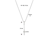 Witgouden collier lengte 39cm+3 - Anker 0.9 mm - Diamant 0.06ct - 14Krt. Goud