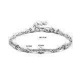 Damesarmband 2.5mm van Gerhodineerd Zilver, Koningsschakel met Ringetjes - Lengte 18+3cm