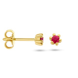 14 Karaat Geelgouden oorknoppen met Robijn 0.14ct (2x 0.070ct) - formaat 3.5 mm
