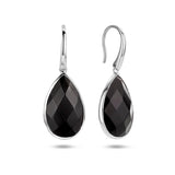 Oorhangers Franse Haak Gerhodineerd Zilver met Onyx 10.68 ct (2x5.34ct)