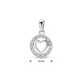 Ronde hanger 10.5 mm met hart en Zirkonia van Gerhodineerd Zilver