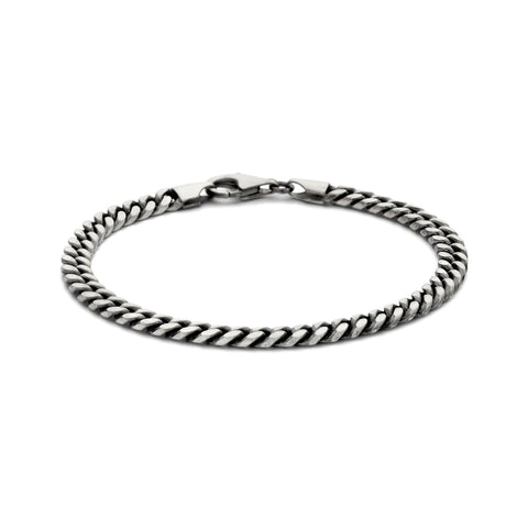 Herenarmband 5mm van Geoxideerd Zilver, Gourmet 6 zijdes geslepen - Lengte 19cm