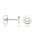 Ronde Oorknoppen Smiley van Gerhodineerd Zilver - Diameter 6 mm
