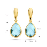 Oorhangers met Blauw Topaas 4.96ct (2x 2.48ct) 14 Karaat Geelgoud - Hoogte 20 mm