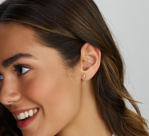 Gerhodineerd Zilveren Oorhangers met een Parel 2.5mm - Hoogte 55mm