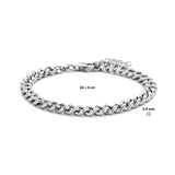 Damesarmband 5.4mm van Gerhodineerd Zilver, Gourmet schakel - Lengte 16+3cm