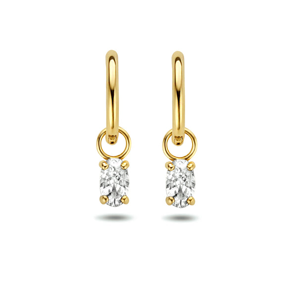 14 Karaat Geelgouden Klapoorringen met Zirkonia - Diameter 10mm Dikte 1.4mm