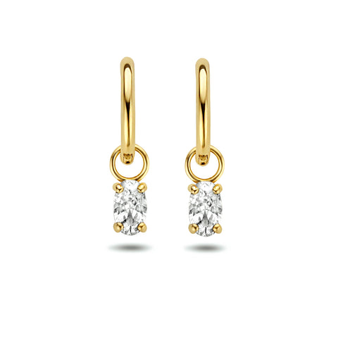 14 Karaat Geelgouden Klapoorringen met Zirkonia - Diameter 10mm Dikte 1.4mm