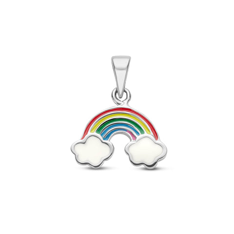 Hanger Regenboog 12.5 x 15 mm met Emaille en Gerhodineerd Zilver