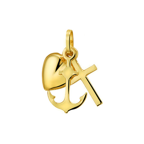 Hanger Geloof, Hoop En Liefde Goud (Geelgoud)