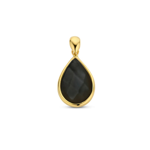 Hanger Druppelvorm 15 x 18 mm met Zwarte Onyx 2.10ct Goud (Geelgoud)