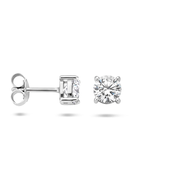 Oorknoppen van Gerhodineerd Zilver met Zirkonia 6x6mm