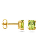14 Karaat Geelgouden oorknoppen met Peridot 1.00ct (2x 0.50ct) - formaat 4 x 6 mm