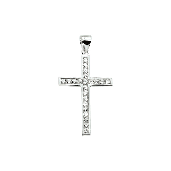 Kruis hanger met Zirkonia van 925 Zilver, formaat 19 x 31 mm