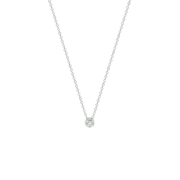 Witgouden collier lengte 41cm+4 - Anker 1 mm - Diamant 0.02ct - 14Krt. Goud