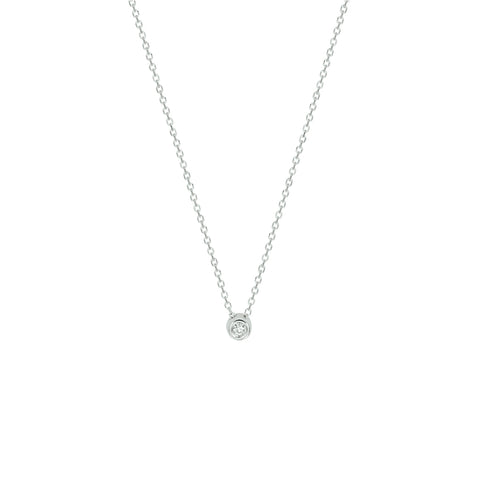 Witgouden collier lengte 41cm+4 - Anker 1 mm - Diamant 0.02ct - 14Krt. Goud