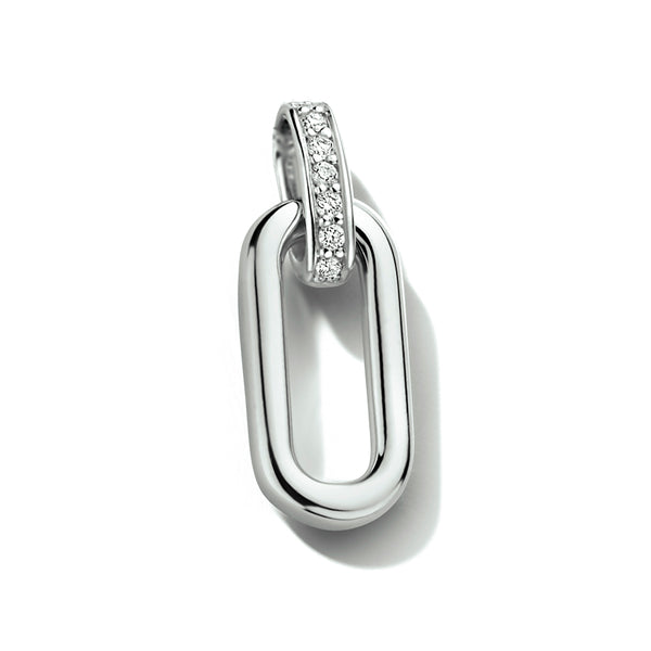 14 Karaat Witgouden Ovaalvormige hanger met Diamant 0.035ct - Formaat 6.5 x 17 mm