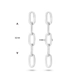 Oorhangers van Gerhodineerd Zilver Schakelmotief Paperclip Platte Buis - Hoogte 22mm