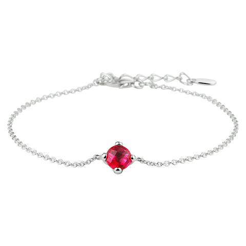 Armband Synth. Robijn 17 + 3 Cm Zilver Gerhodineerd