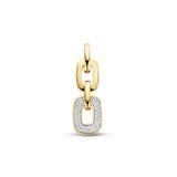 14 Karaat Geelgouden Hanger Schakelmotief met Diamant 0.18ct - Formaat 9.5x29mm