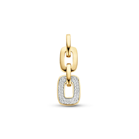 14 Karaat Geelgouden Hanger Schakelmotief met Diamant 0.18ct - Formaat 9.5x29mm