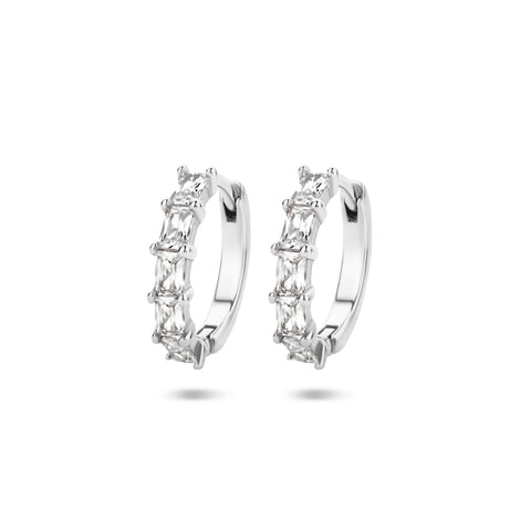 Klapoorringen van Gerhodineerd Zilver met Zirkonia - Formaat 3x13.5mm