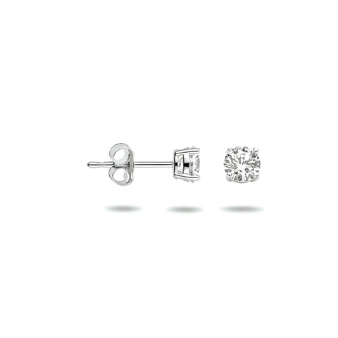 14 Karaat Witgouden Oorknoppen met Zirkonia 3mm
