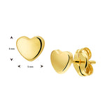 Oorknoppen Hartvorm van 14 Karaat Geelgoud - Formaat 5x4mm