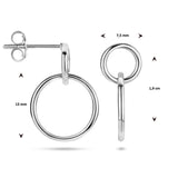 Gerhodineerd Zilveren Oorhangers met Twee Cirkels - Hoogte 19mm