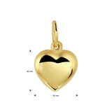 Hartvormige hanger 8.5 x 8.5 mm van 14 Karaat Geelgoud