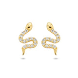 Oorknoppen Slang met Zirkonia, 14 Karaat Geelgoud - Formaat 8x5mm