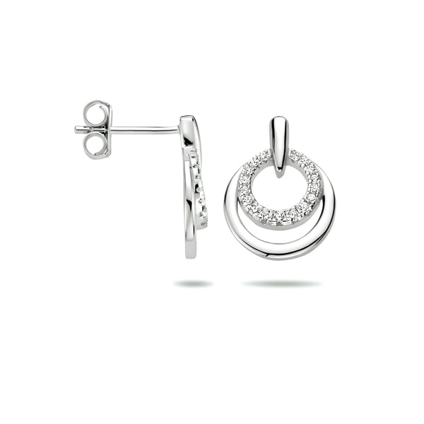 Oorknoppen van Gerhodineerd Zilver met Zirkonia - Formaat 11x15mm