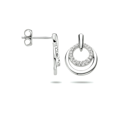Oorknoppen van Gerhodineerd Zilver met Zirkonia - Formaat 11x15mm